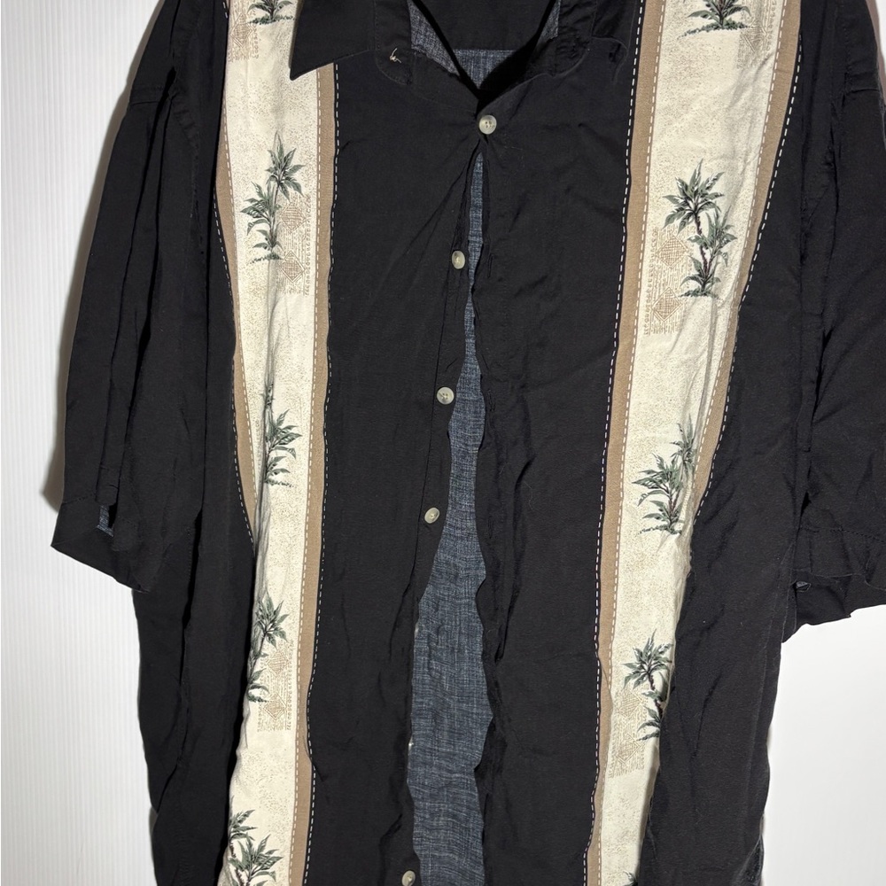 Black and Cream Tropical Button-Up Shirt